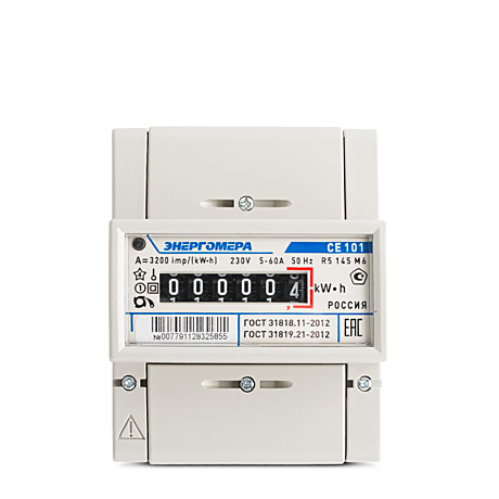 Счетчик электроэнергии однофазный однотарифный CE101 R5 145 M6 5(60), кл.точ. 1.0