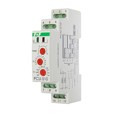 Реле времени многофункциональное PCU-510  2/8А  230/24В IP20 1Р F&F (Беларусь)