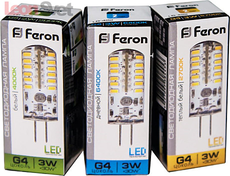 Лампа светодиодная LED 3вт 12в G4 тёплый капсульная (LB-422 48LED) Feron