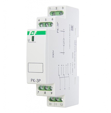 Реле промежуточное PK-3P 3х8А  220В 3НО/НЗ F&F (Беларусь)