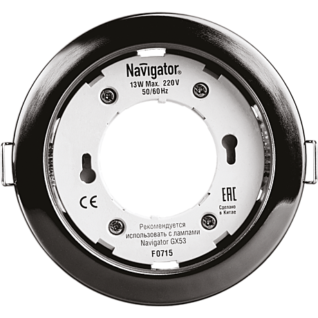 Светильник точечный  GX53 встраив. черн. хром. Navigator