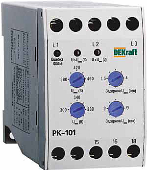 Реле контроля фаз 380В тип 01 серии РК-101 DEKraft