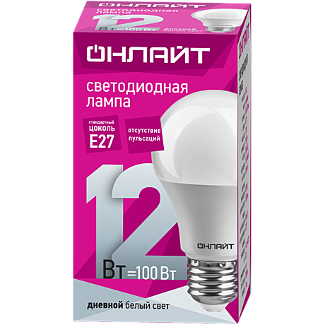 Лампа LED груша 12W Е27 6500K ОНЛАЙТ