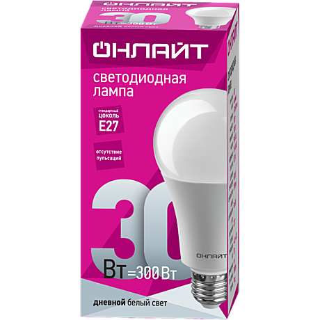 Лампа LED груша 30W Е27 6500K ОНЛАЙТ