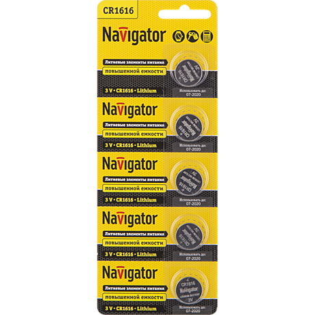 Элемент питания NBT-CR1616-BP5 (табетка)  Navigator