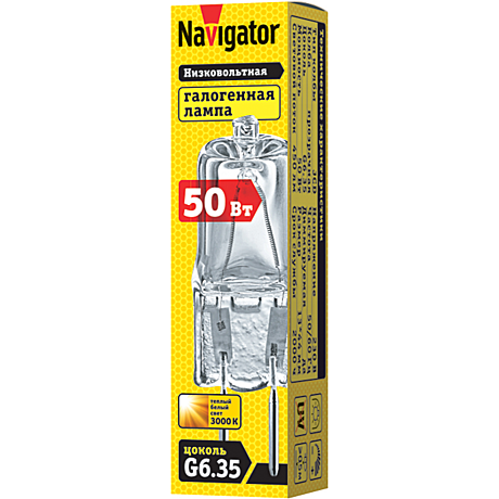 Лампа галогенная КГМ 50вт 220в G6.35 капсульная Navigator