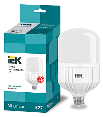 Лампа светодиодная LED 30вт Е27 белый 4000К IEK 