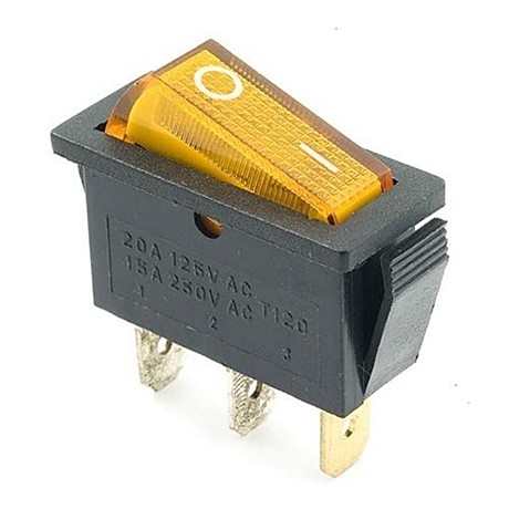 Выключатель клавишный 250В 15А (3с) ON-OFF RWB-404 SC-791 IRS-101-1C желт. с подсветкой Rexant