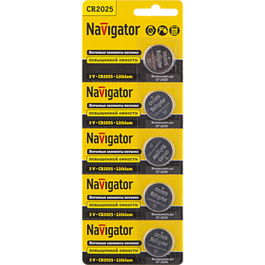 Элемент питания NBT-CR2025-BP5 (табетка)  Navigator