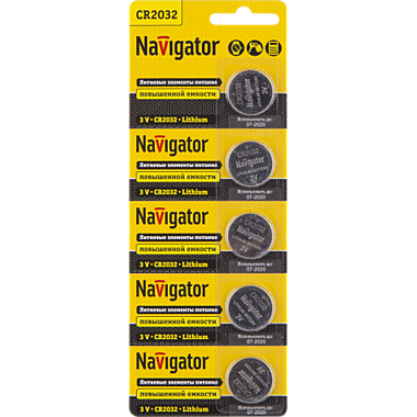 Элемент питания NBT-CR2032-BP5 (табетка)  Navigator