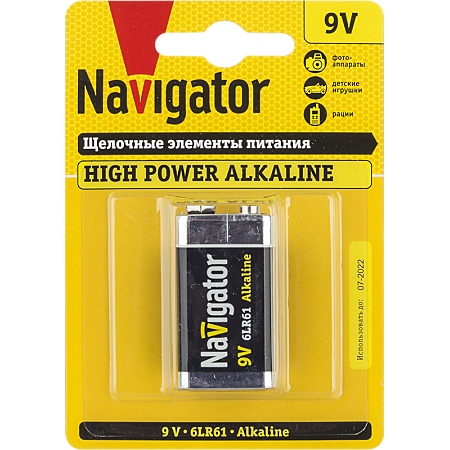 Элемент питания NBT-NE-6LR61-BP1 крона (щелочная) Navigator