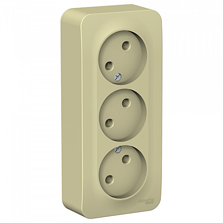 Blanca О/У с изол. пласт. Бежевый Розетка 3-ая без з/к без шт. 16А, 250В Schneider Electric